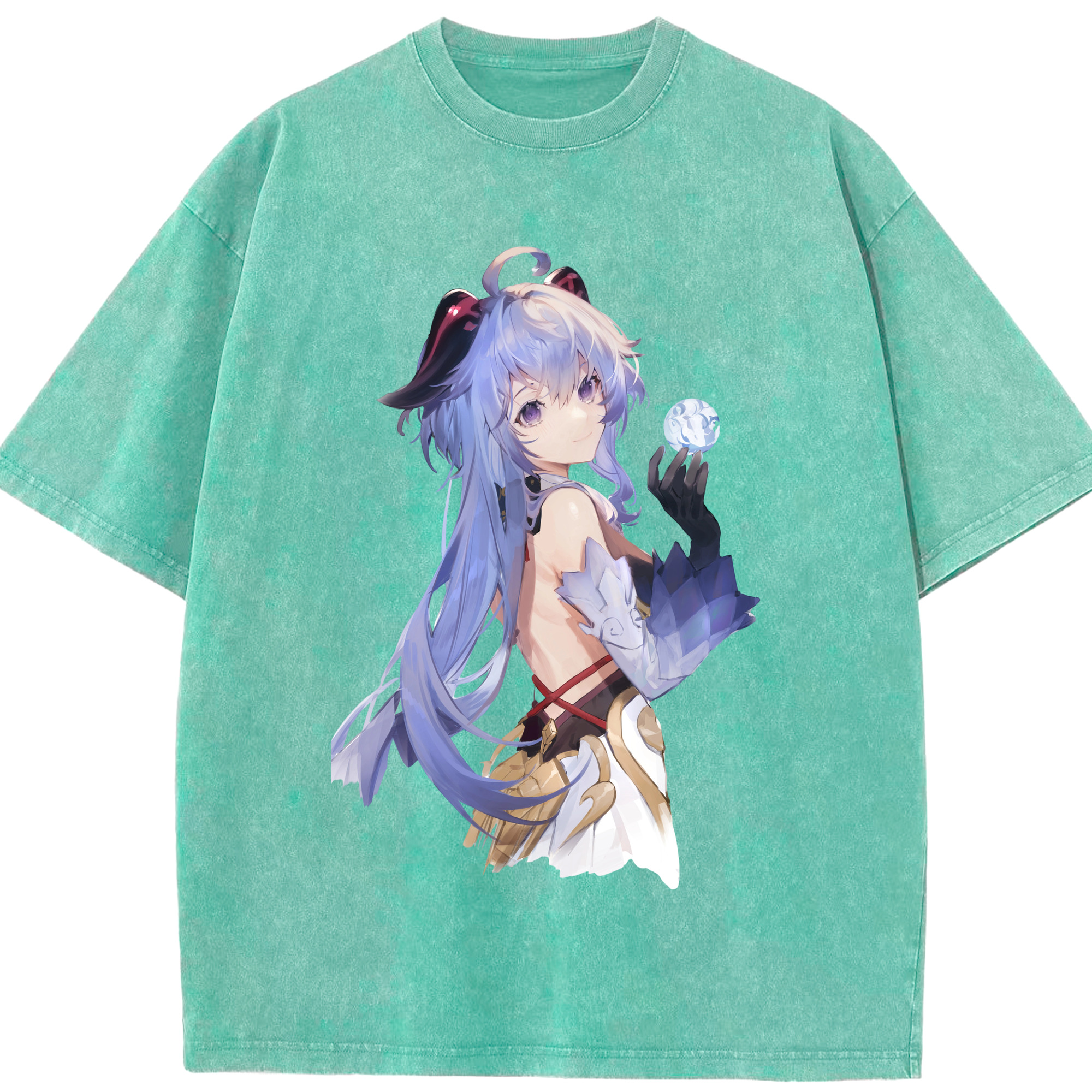 げんし神 甘雨 かんう genshin Ganyu 綿100% ヴィンテージ風 半袖Tシャツ（フロントプリント）